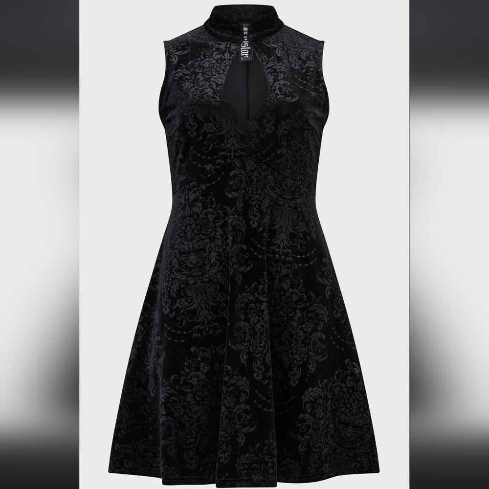 Killstar Black Velvet Patterned Dress - Picture 4 of 5